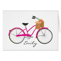 Hot PInk Bicycle with Oranges Card