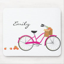 Hot PInk Bicycle with Oranges Mouse Mats