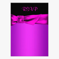 Hot Pink Black RSVP Response Card invitations