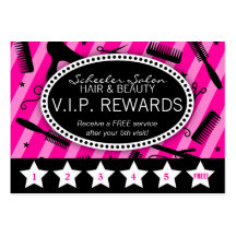 Hot Pink & Black Salon Loyalty Business Card