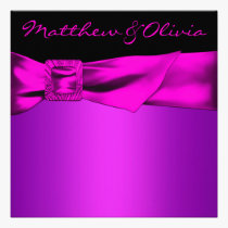Hot Pink Black Wedding invitations