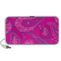 Hot Pink Blue Paisley Print Summer Fun Girly PC Speakers