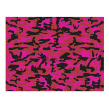 Hot pink camo pattern postcard