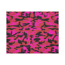 Hot pink camo pattern stretched canvas print