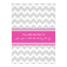 Hot Pink Chevron 18th Birthday Party Invitations