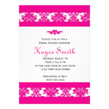 Hot Pink Damask Invitation