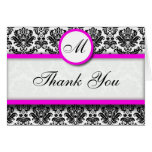 Hot Pink Damask Thank You Cards