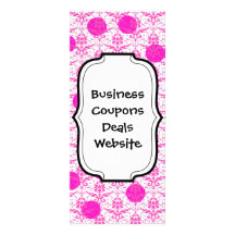 Hot Pink Damask with Pink Polka Dots Rack Card Design