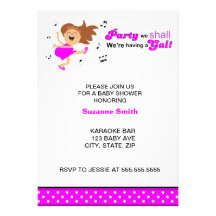 Hot Pink Dancing Mom-to-be baby shower invites