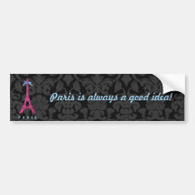 Hot Pink Eiffel Tower in faux glitter Bumper Stickers