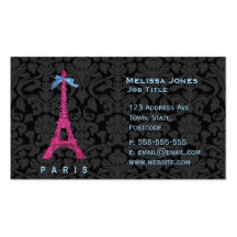 Hot Pink Eiffel Tower in faux glitter Business Cards