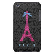 Hot Pink Eiffel Tower in faux glitter iPod Touch Cover