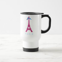 Hot Pink Eiffel Tower in faux glitter Coffee Mugs