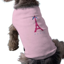 Hot Pink Eiffel Tower in faux glitter Pet T-shirt