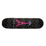Hot Pink Eiffel Tower in faux glitter Custom Skate Board