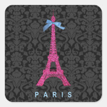 Hot Pink Eiffel Tower in faux glitter Stickers