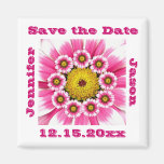 Hot Pink Fuchsia Gerbera Daisies Wedding Set Refrigerator Magnet