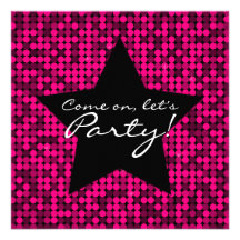 Hot Pink Glam Star Invitation