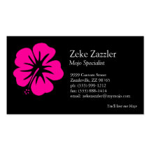 Hot Pink Hibiscus Business Card Template