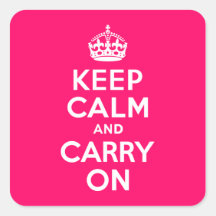 Hot Pink Keep Calm and Carry On Stickers