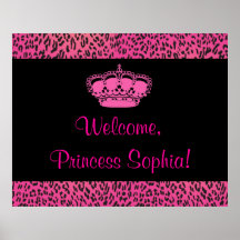 Hot Pink Leopard Princes Party Banner Print