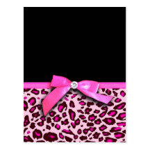 Hot pink leopard print ribbon bow graphic post card