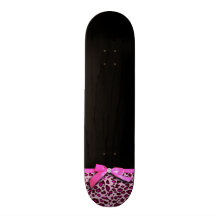 Hot pink leopard print ribbon bow graphic custom skateboard