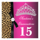 Hot Pink Leopard Quinceanera Invitations
