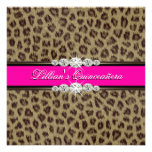 Hot Pink Leopard Quinceanera Invitations