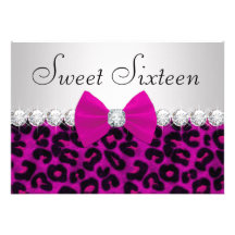 Hot Pink Leopard Sweet Sixteen Announcement