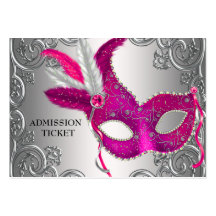 Hot Pink Masquerade Party Admission Tickets Business Card