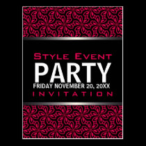 Hot Pink Modern Diva Office Party Invitation Cards postcards