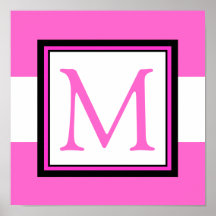 Hot Pink Monogram Initial Girl's Room Decor Print