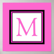 Hot Pink Monogram Initial Girl's Room Decor Print