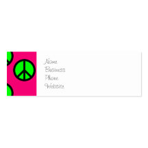 Hot Pink Neon Green Peace Sign Hippie Pattern Business Card Templates