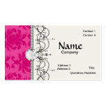 hot pink on pink chic damask pattern business cards