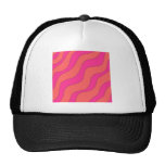 HOT PINK ORANGE SWIRL STRIPES BACKGROUNDS SHAPES TRUCKER HAT