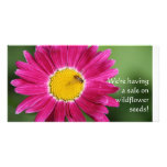 Hot Pink Painted Daisy Custom Photo Card