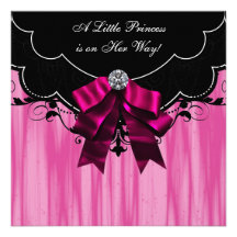 Hot Pink Princess Baby Shower Invitations