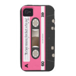 Hot Pink Retro Cassette Tape Personalised Case iPhone 4 Cases
