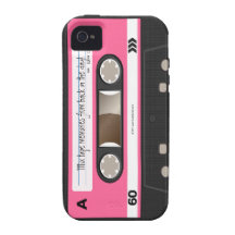 Hot Pink Retro Cassette Tape Personalised Case iPhone 4 Cases