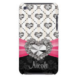 Hot Pink Rhinestone Heart iPod Touch 4 Case Mate iPod Touch Covers