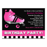 Hot Pink Roller Skate Birthday Party Custom Announcements