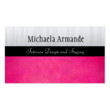 Hot Pink Silver Classic Sophisticated Business Business Cards