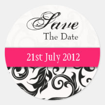 Hot Pink Swirl Save The Date Sticker