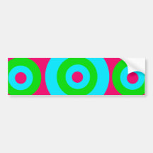 Hot Pink Teal Lime Green Concentric Circles Bumper Stickers