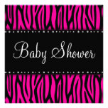 Hot Pink Zebra Diamonds Baby Shower Personalized Invites