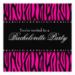 Hot Pink Zebra Diamonds Bachelorette Party Personalized Announcements