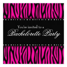 Hot Pink Zebra Diamonds Bachelorette Party Personalized Announcements