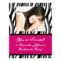 Hot Pink Zebra Party Invitation